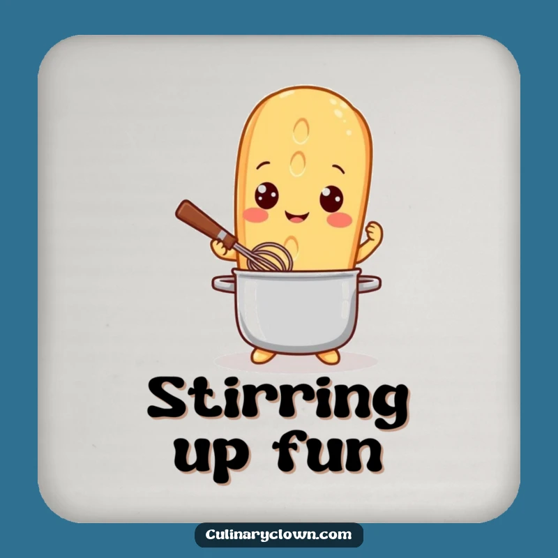 Funny Baguette Chef Drink Coaster - Protect Surfaces with Humor - Gift