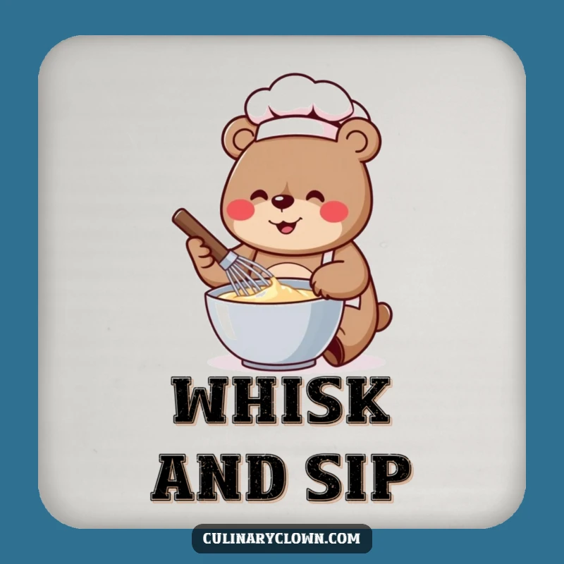 Funny Bear Chef Whisking Coaster: Protect Surfaces with Cheerful Fun