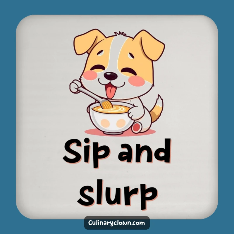Funny Dog Soup Coaster Set - Protect Surfaces with Culinary Humor