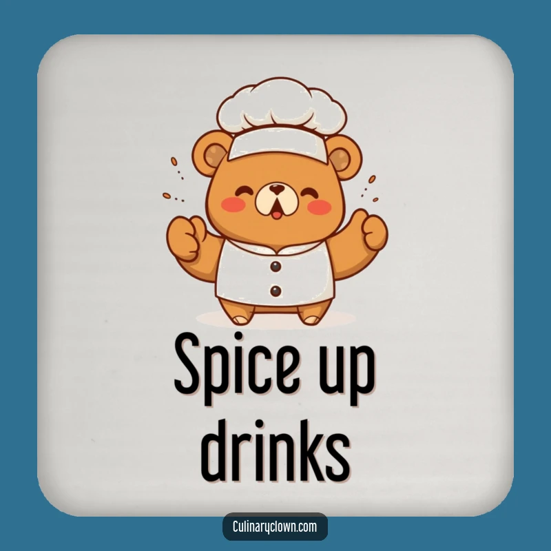 Funny Kawaii Bear Chef Coaster Protect Surfaces With Culinary Flair