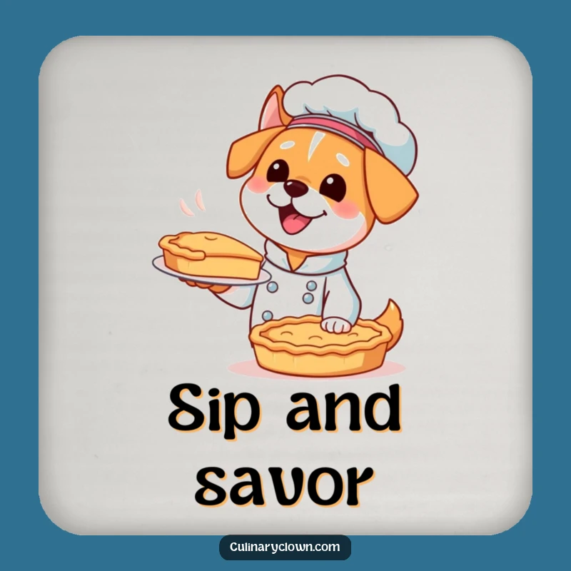 Funny Kawaii Dog Chef Coaster Set - Excited Baker Protection for Tables