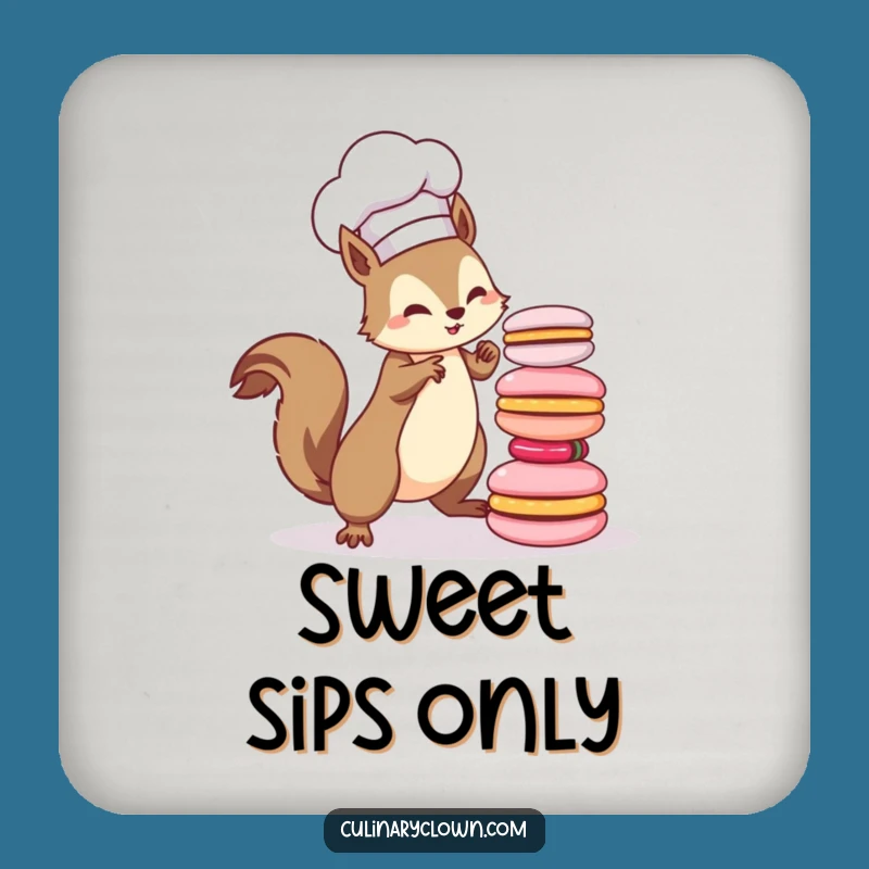 Funny Kawaii Squirrel Chef Drink Coaster: Protect Surfaces with Charm - Perfect Gift!