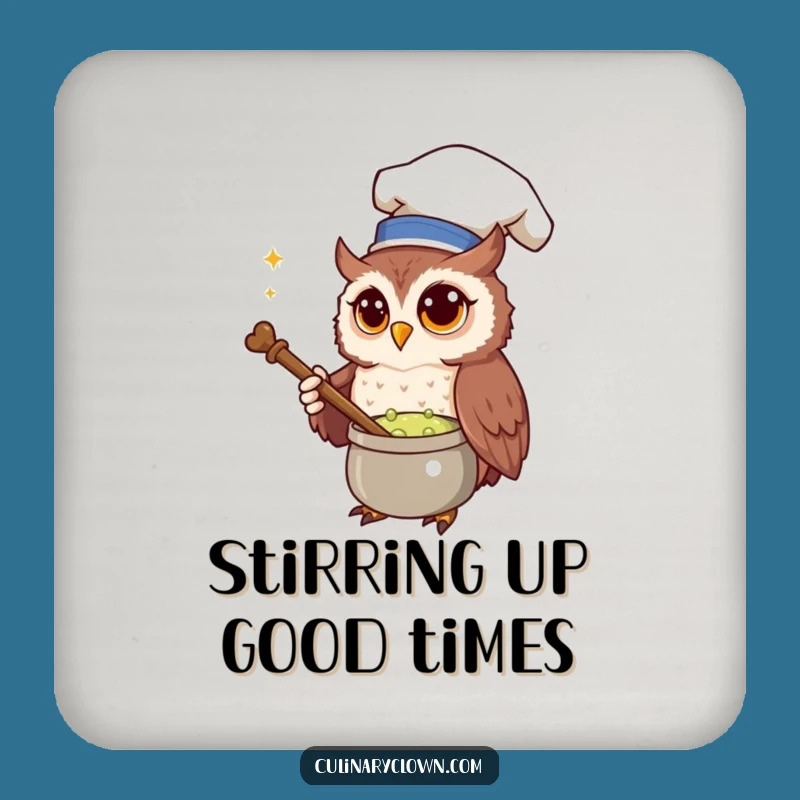 Funny Owl Chef Drink Coasters: Protect Surfaces with Magical Flair