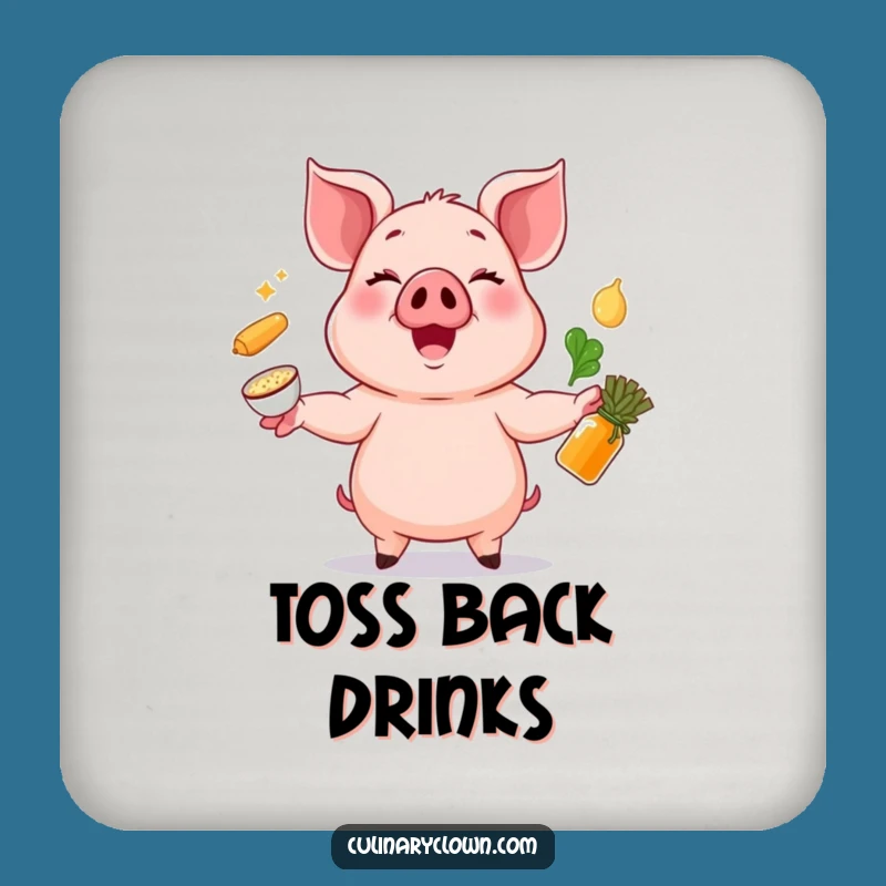 Funny Pig Juggling Coasters - Protect Tables with Culinary Humor
