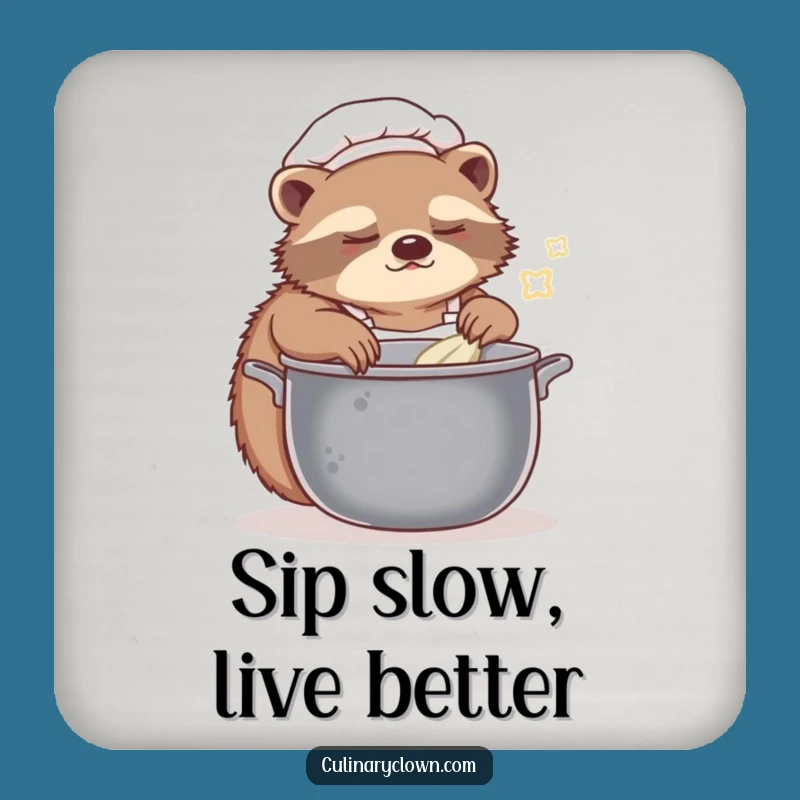 Funny Sloth Chef Coaster: Protect Surfaces with Slow-Simmering Style