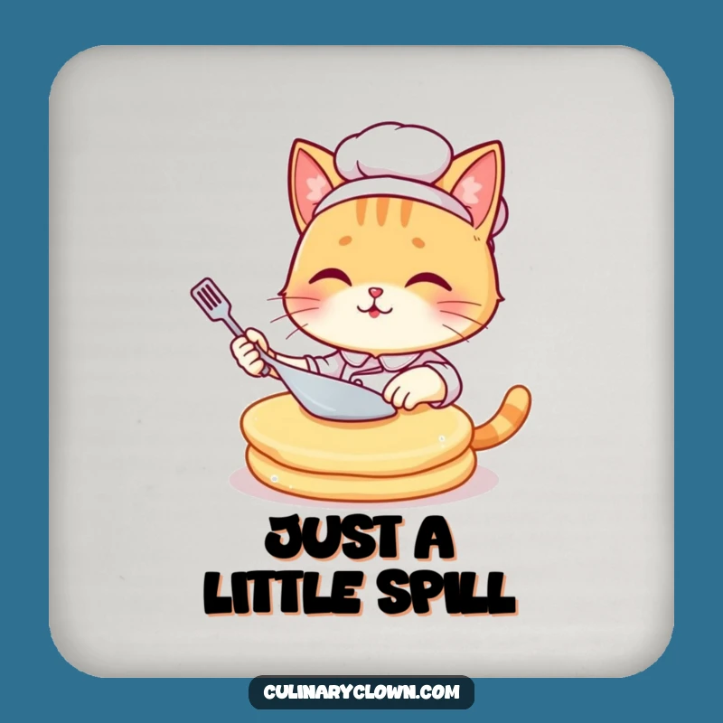 Funny Kawaii Cat Chef Pancake Coaster: Protect Surfaces with Hilarious Art