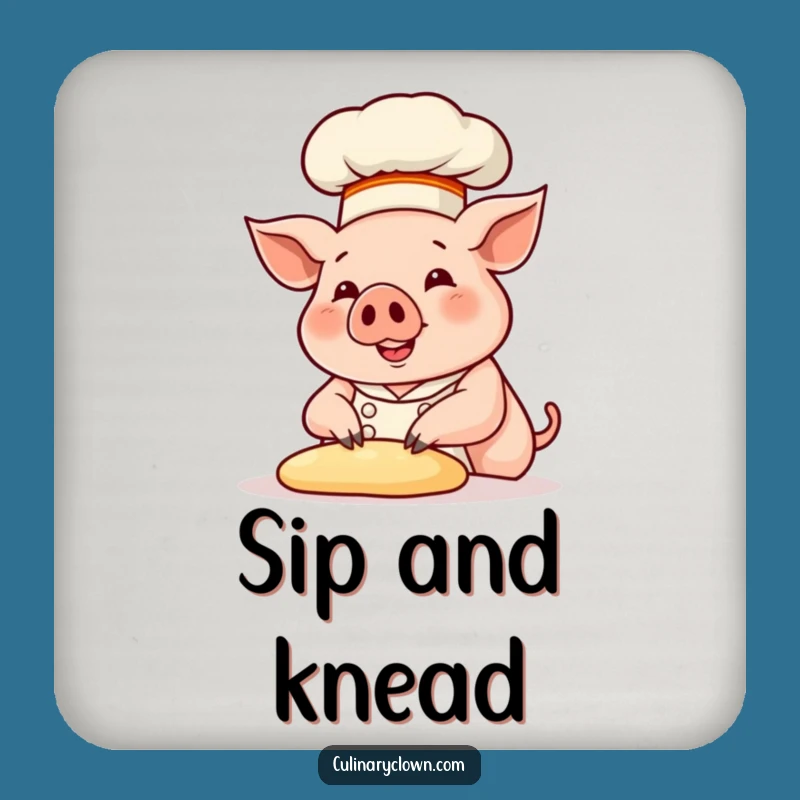 Funny Pig Chef Kneading Dough Coaster: Protect Surfaces with Culinary Charm