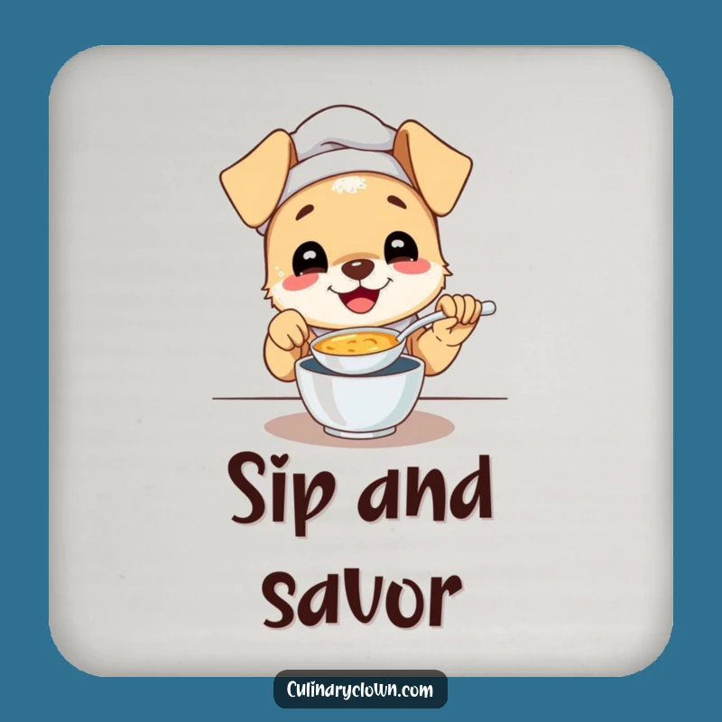 Funny Puppy Chef Coaster - Protect Surfaces With Cute Cheer