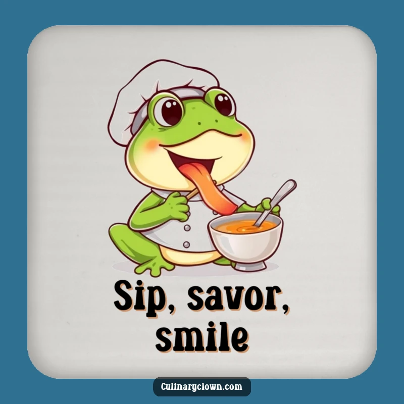 Funny Frog Chef Coaster: Protect Surfaces with Joyful Flavors