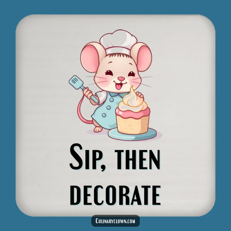Funny Kawaii Mouse Chef Drink Coaster: Protect Surfaces with Sweet Charm