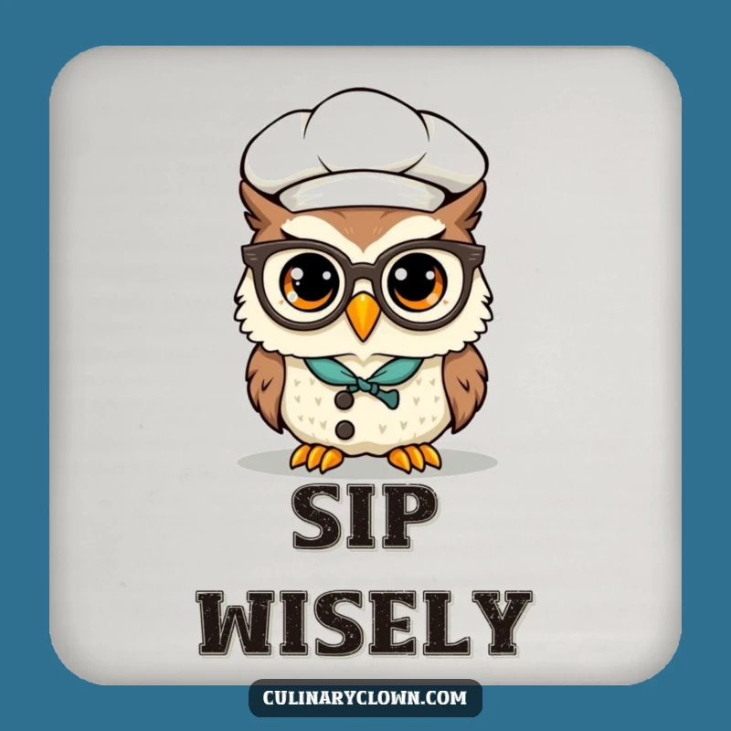 Funny Kawaii Owl Chef Coasters: Protect Surfaces Wisely! Scholar Decor, Cute Funny Gift
