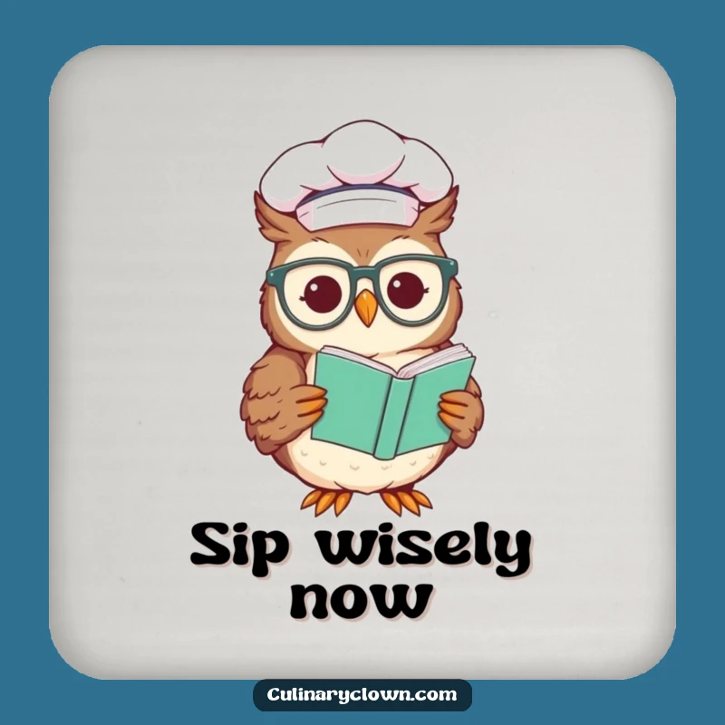 Funny Chef Owl Coaster - Wise Recipe Protection, Humorous Table Gift