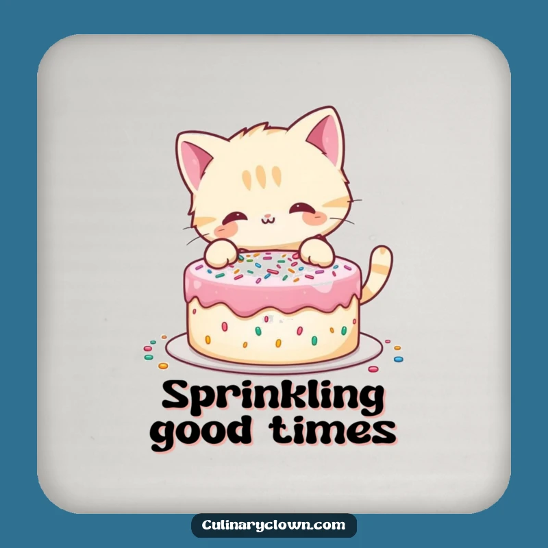Funny Cat Decorating Cake Coaster: Protect Surfaces with Hilarious Dessert Art!