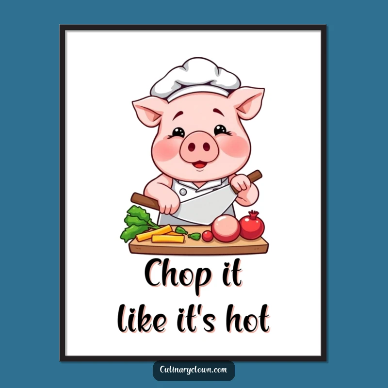 Funny Pig Chef Poster: Focused Porker Art, Ideal Decor for a Funny Gift!