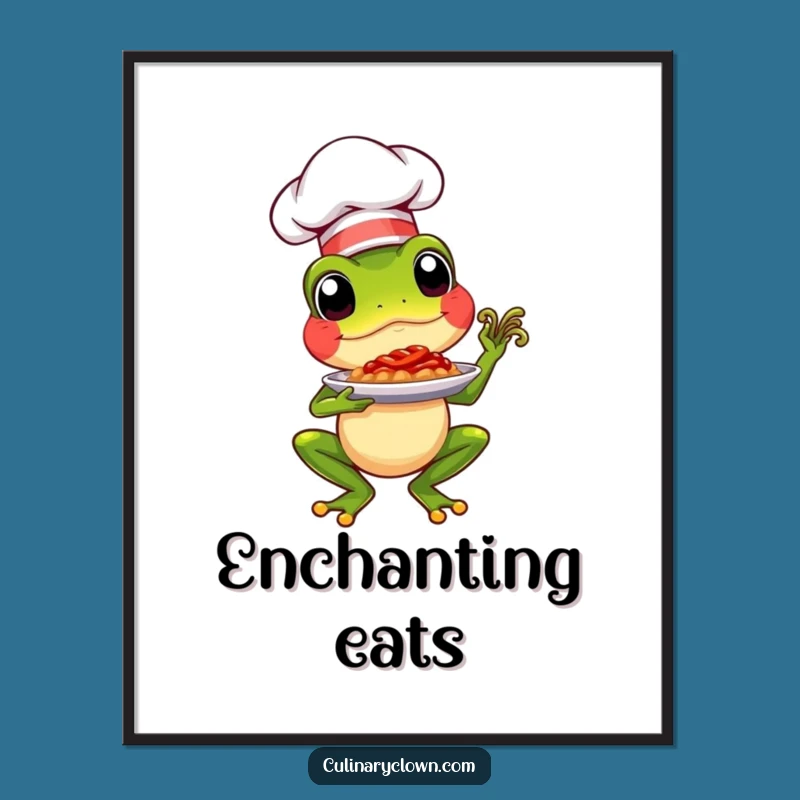 Funny Chef Frog Poster: Gourmet Kitchen Art, Humorous Decor