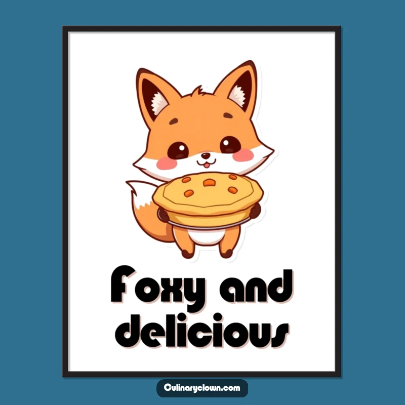 Funny Fox Presenting Pie Poster: Hilarious Kitchen Art for Dessert Lovers!