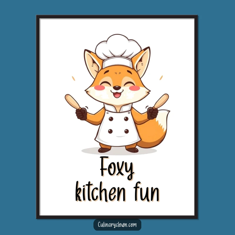 Funny Fox Chef Juggling Poster: Bring Kitchen Comedy to Your Walls
