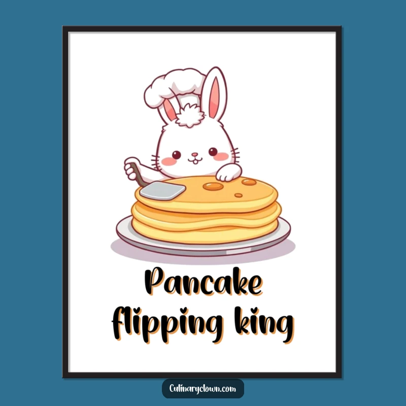 Funny Bunny Chef Pancake Poster: Fluffy Baker Art Print