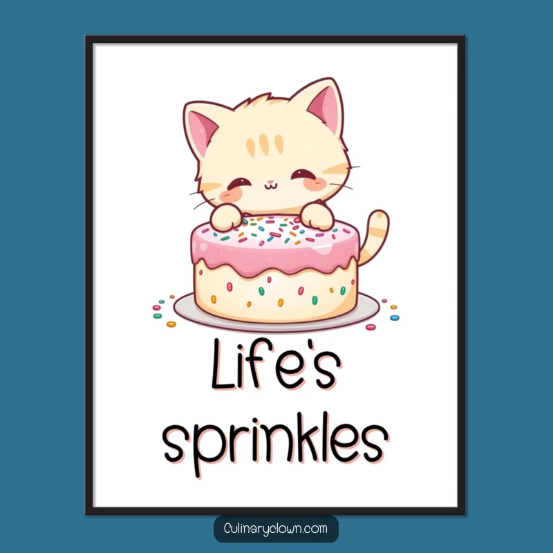 Funny Cat Decorating Cake Poster: Hilarious Kitchen Art for Sweet Treat Lovers!