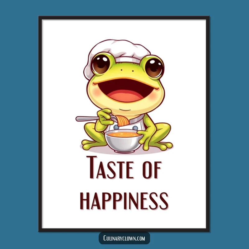 Funny Frog Chef Poster: Joyful Tasting Art, Kitchen Decor Gift