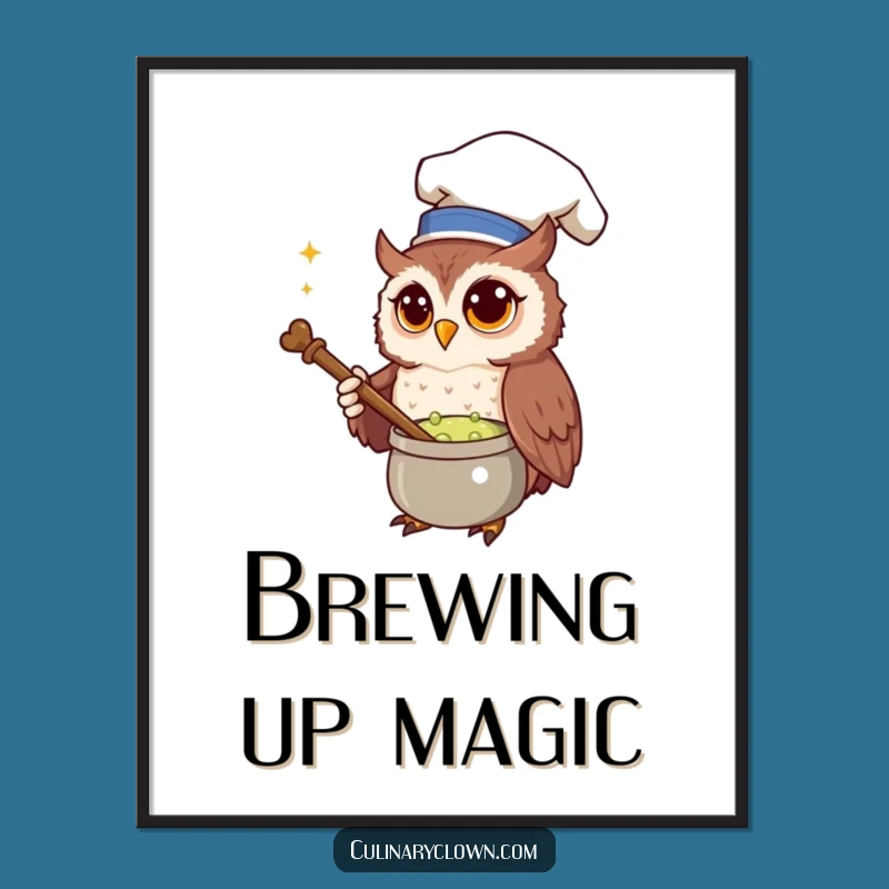 Funny Owl Chef Poster: Decorate Your Space with Magical Potion Art