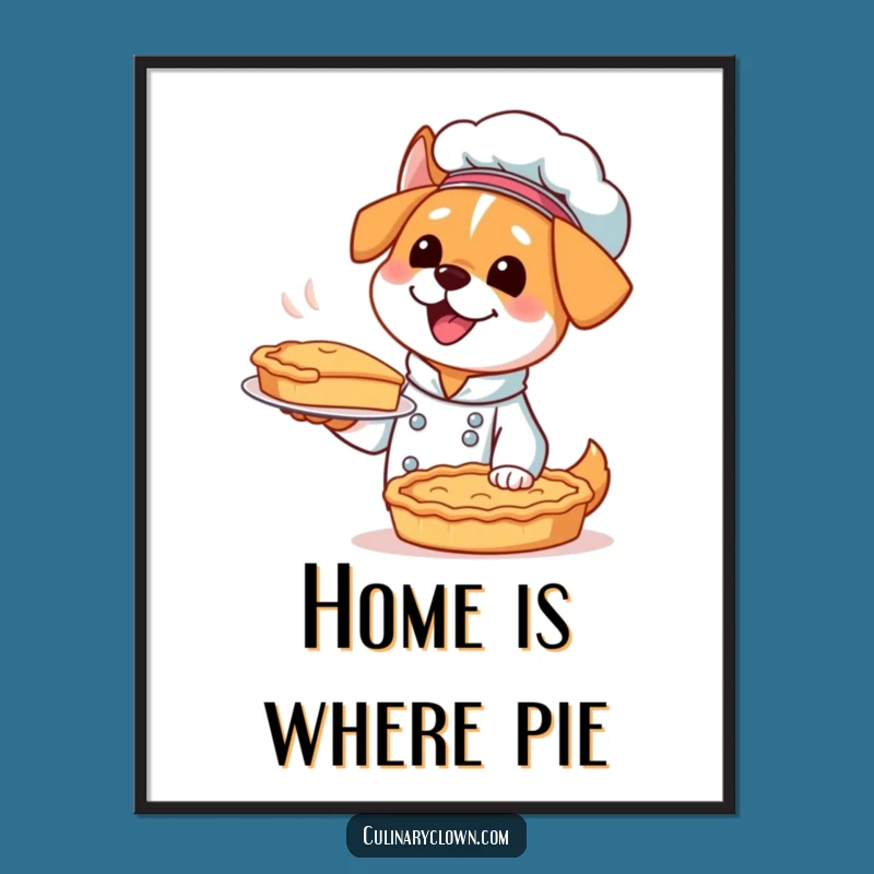 Funny Kawaii Dog Chef Poster - Excited Baker Wall Art for Cozy Kitchens