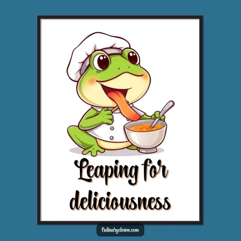 Funny Frog Chef Poster: Joyful Flavors for Your Culinary Space