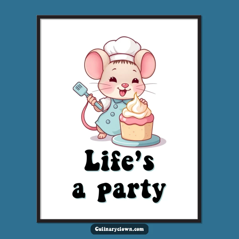 Funny Kawaii Mouse Chef Poster: Decorate with Sweet Culinary Art