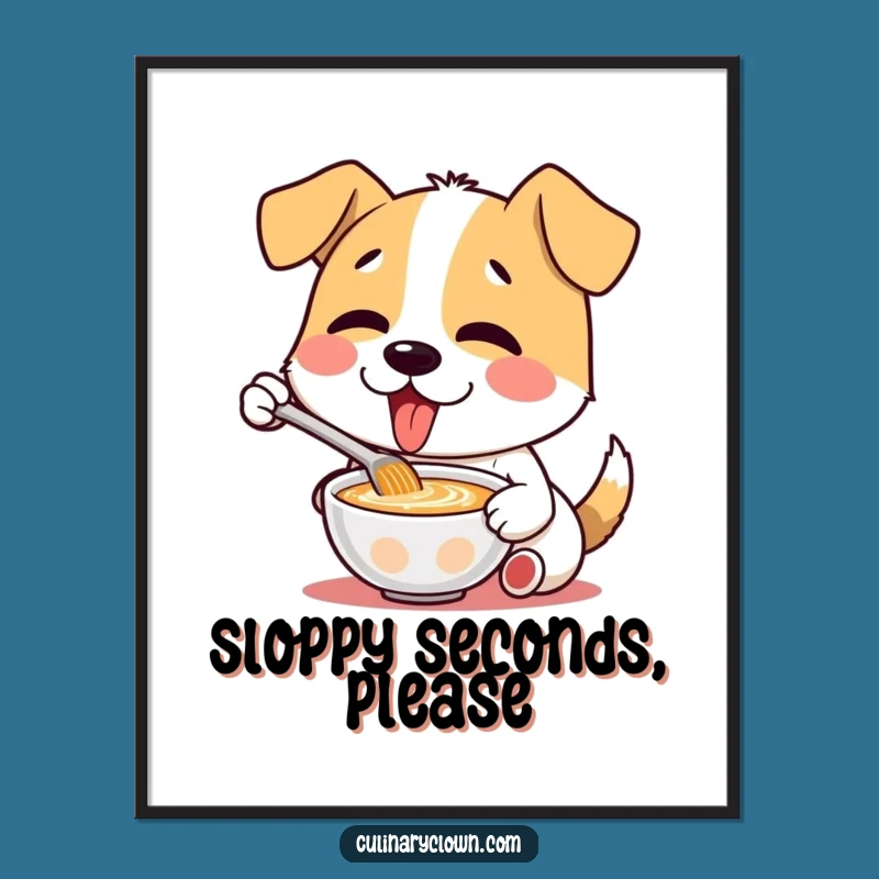 Funny Dog Soup Art Poster - Delightful Canine Chef Decor for Walls