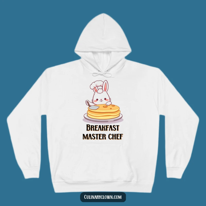Funny Bunny Chef Pancake Hoodie: Cozy Baker, Fluffy Comfort Gift