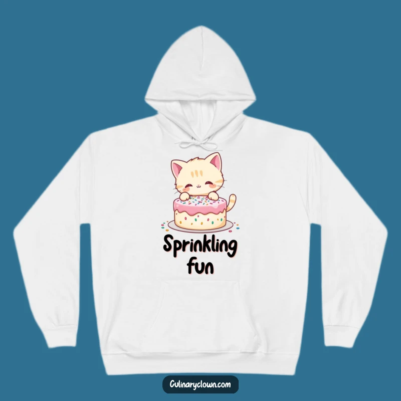 Cozy Funny Cat Decorating Cake Hoodie: Warm & Hilarious Baking Comfort Gift!