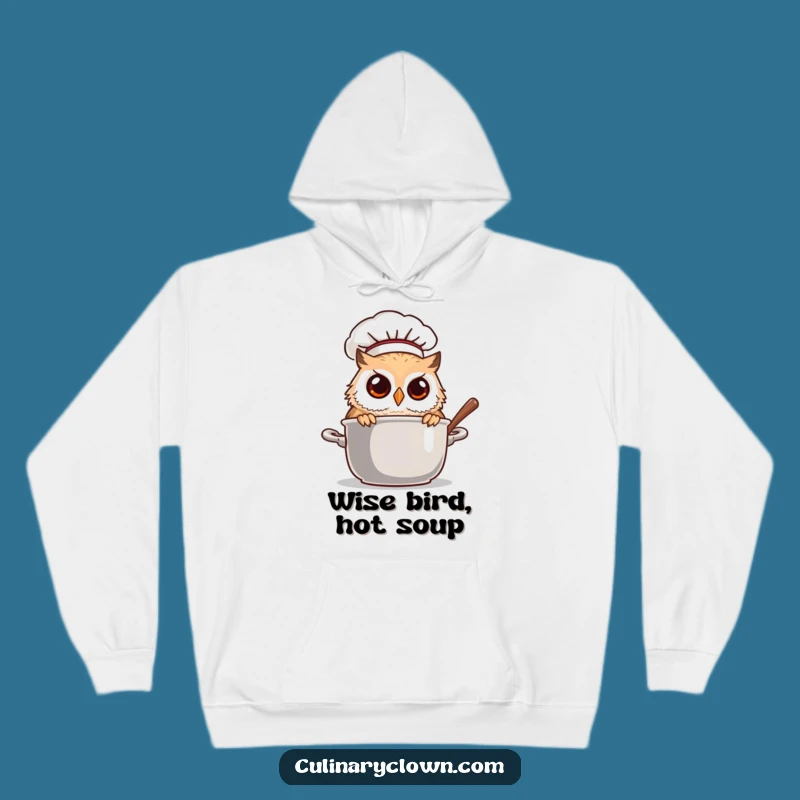 Cozy Funny Owl Chef Peeking Pot Hoodie: Warmth and Whimsy for Your Chest