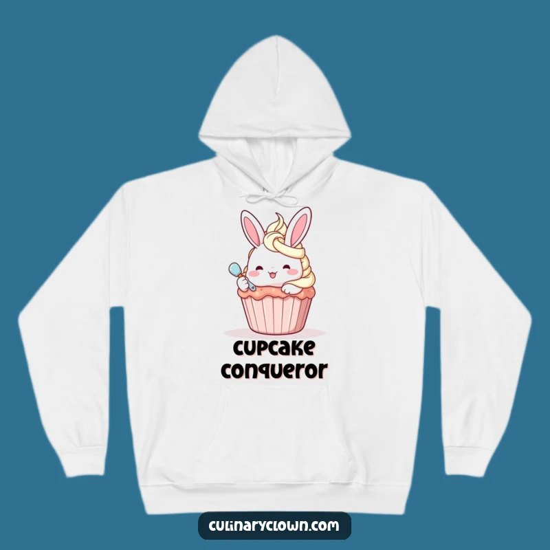 Funny Kawaii Bunny Frosting Cupcake Hoodie - Cozy & Hilarious Baking Apparel
