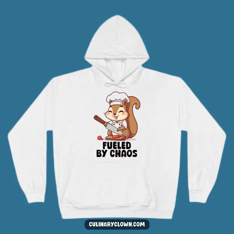 Warm Chef Squirrel Hoodie: Funny Chopping Action, Cozy & Cool