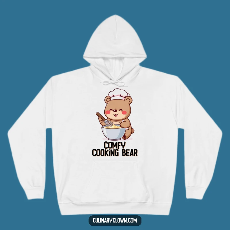 Funny Bear Chef Whisking Hoodie: Cozy Baker, Cheerful Comfort