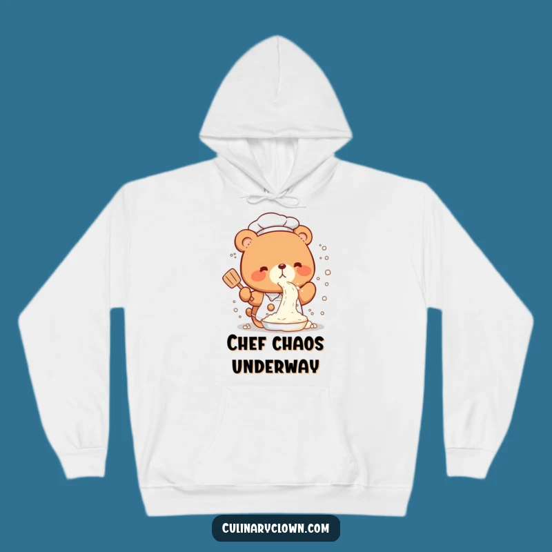 Funny Kawaii Bear Chef Flour Hoodie: Cozy Kitchen Chaos