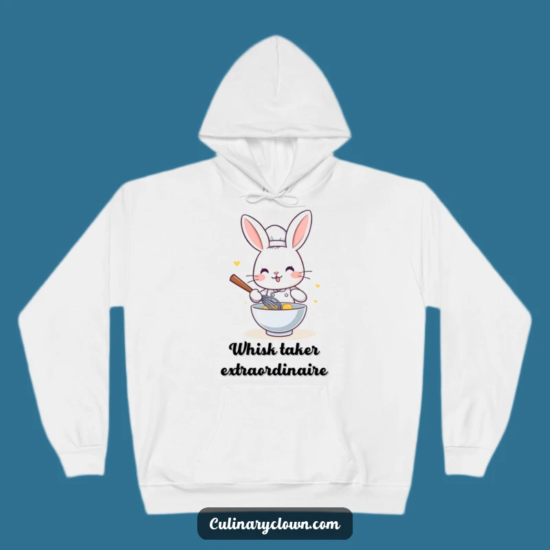 Cozy Funny Kawaii Rabbit Chef Hoodie: Cute Whisking Bunny Cartoon Sweatshirt, Perfect Funny Gift