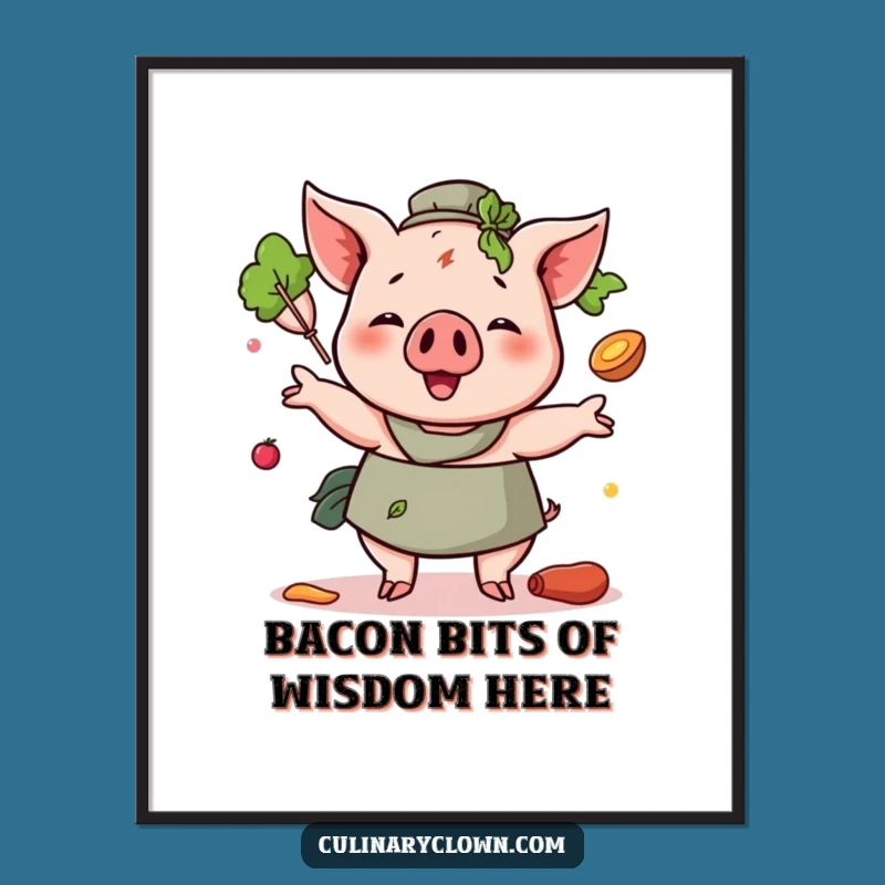Funny Free Printable Wall Art: Juggling Pig Chef, Quirky Kitchen Decor Download!