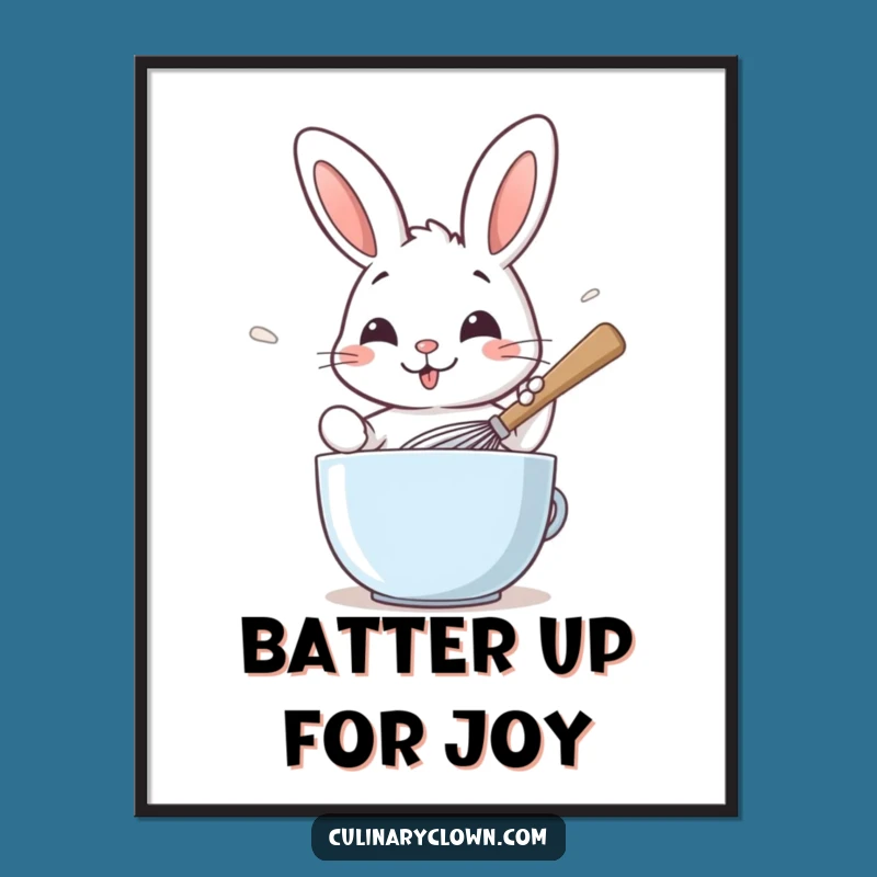 Free Printable Rabbit Whisking Wall Art - Funny Kitchen Decor