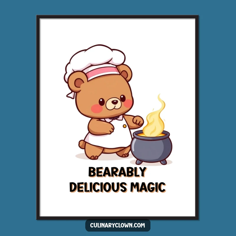 Funny Free Printable Wall Art: Bear Chef Cauldron for Whimsical Decor