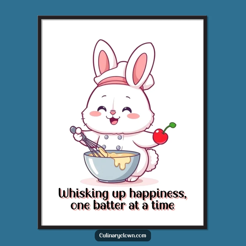 Free Printable Bunny Chef Wall Art: Whisking Fun Downloadable Poster