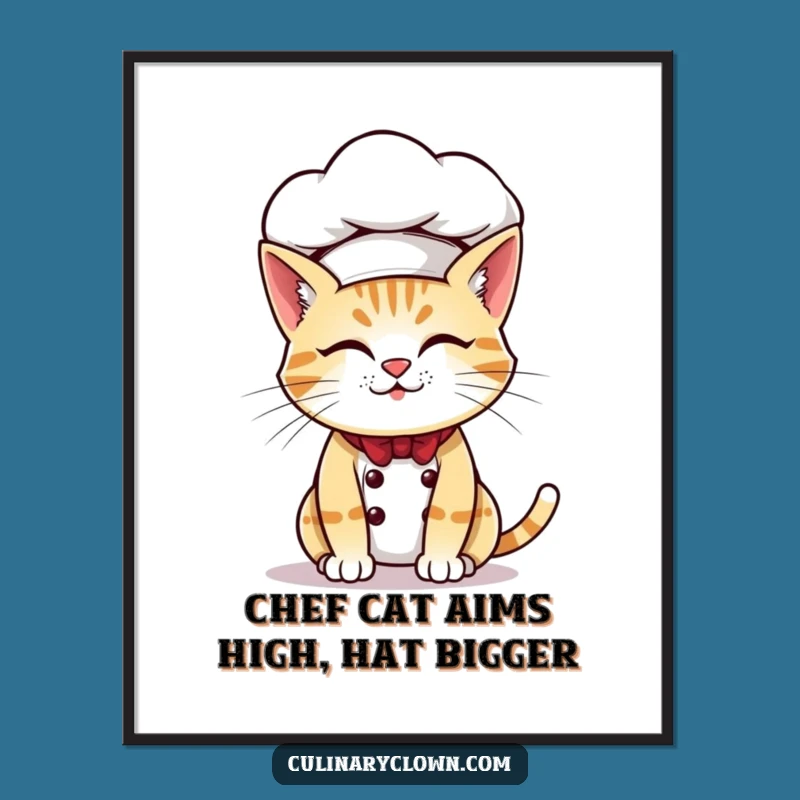 Free Printable Cat Chef Wall Art: Funny Hat Mishap Downloadable Poster
