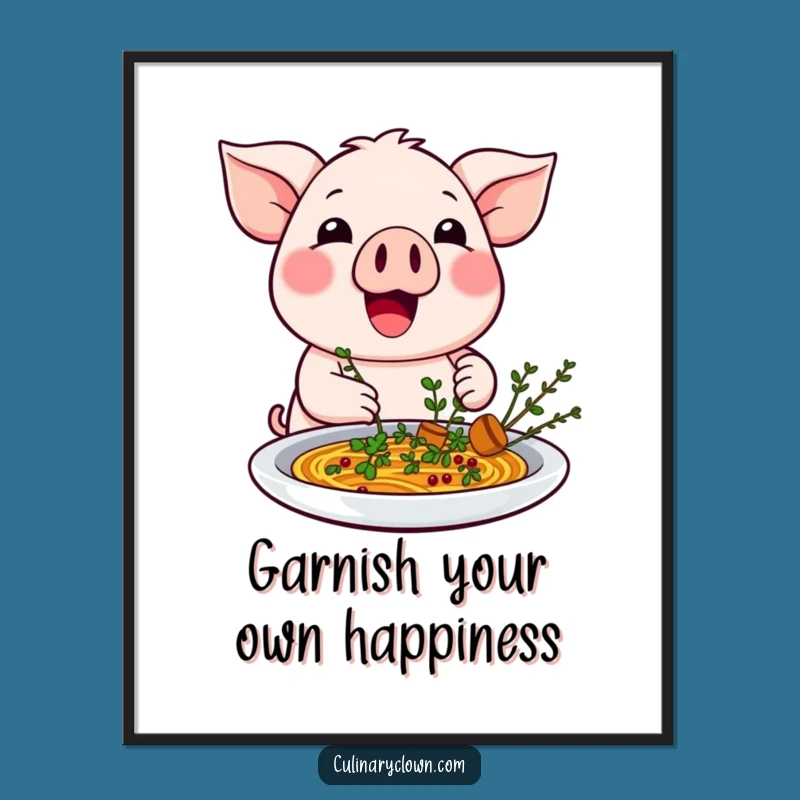 Free Printable Kawaii Pig Art: Garnishing Dish Funny Downloadable Wall Decor!