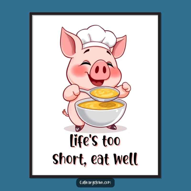 Free Printable Pig Chef Soup Wall Art: Funny Foodie Downloadable Art