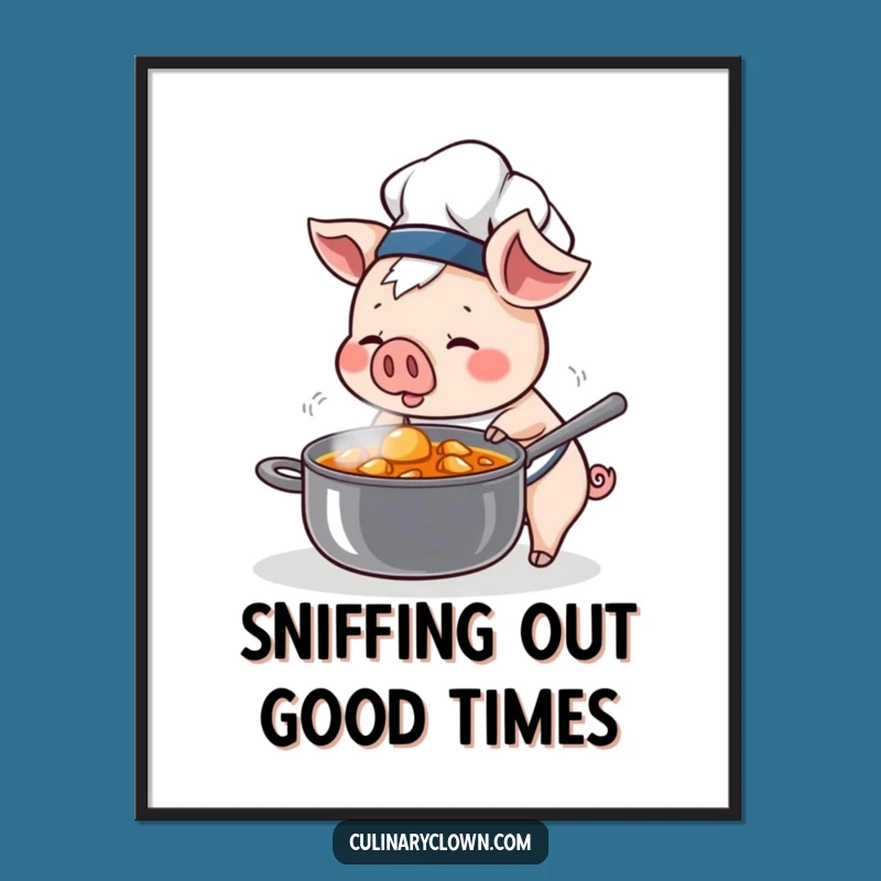 Free Printable Pig Chef Wall Art - Funny Kawaii Downloadable Decor for Kitchens