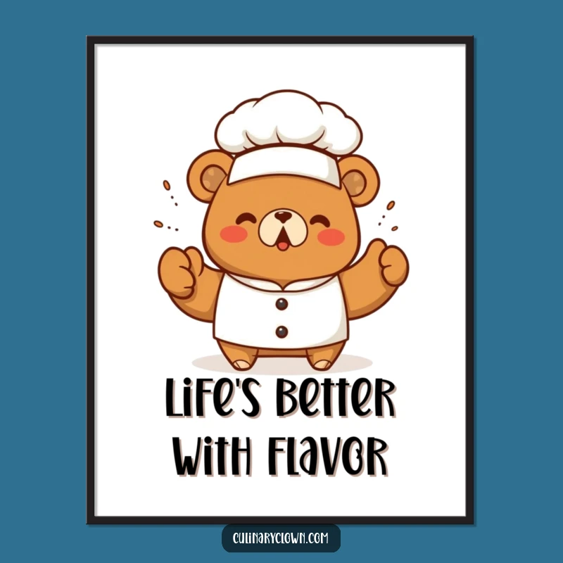 Free Printable Wall Art: Bear Chef Seasoning, Whimsical Downloadable Decor for a Culinary Space