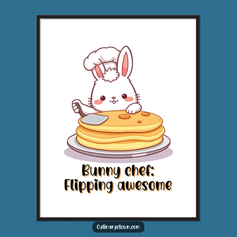 Free Printable Wall Art: Bunny Chef Pancake Flip for Whimsical, Funny Downloadable Decor!