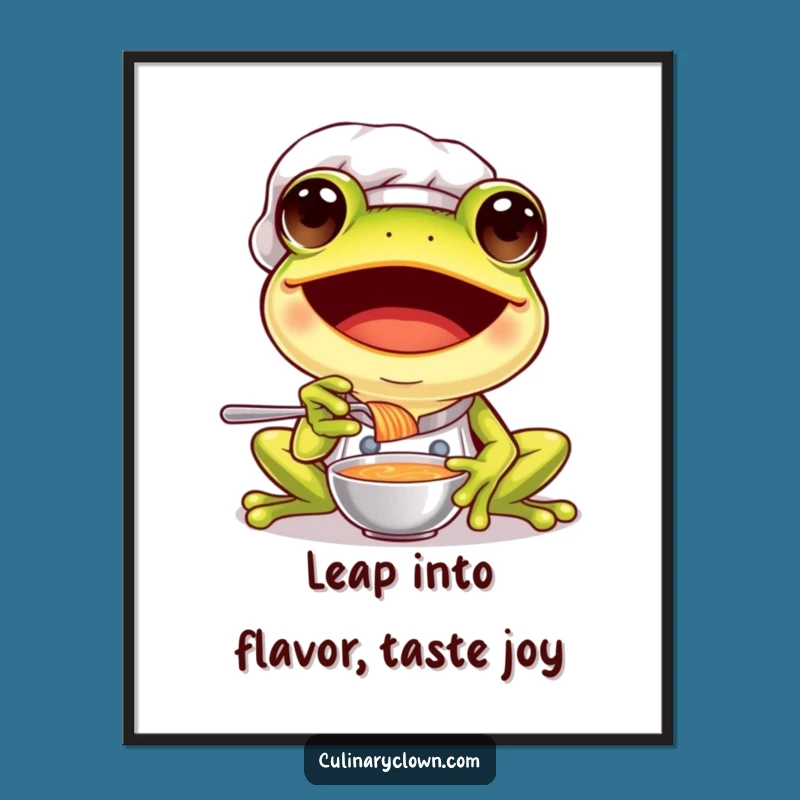 Free Printable Wall Art: Joyful Frog Chef & Soup, Whimsical Downloadable Decor