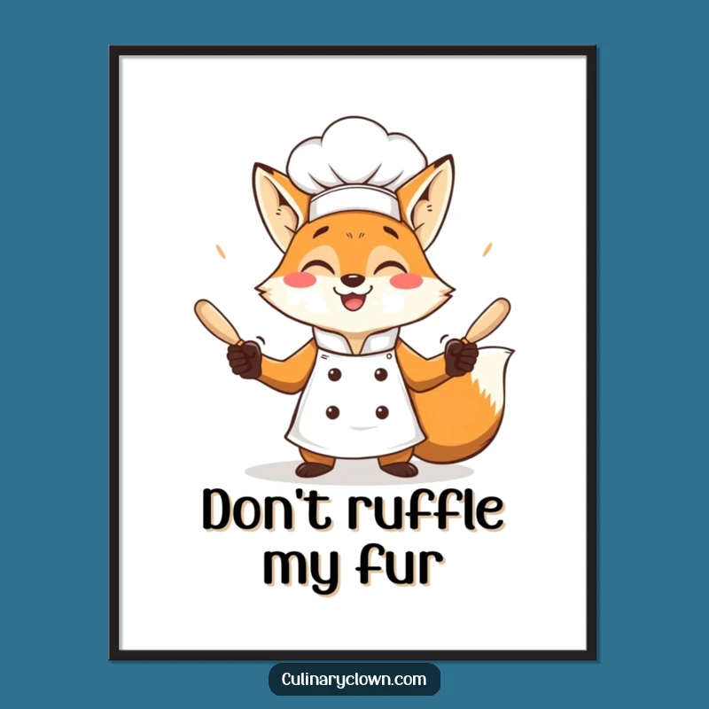 Funny Free Printable Wall Art: Juggling Fox Chef Whimsical Downloadable Art