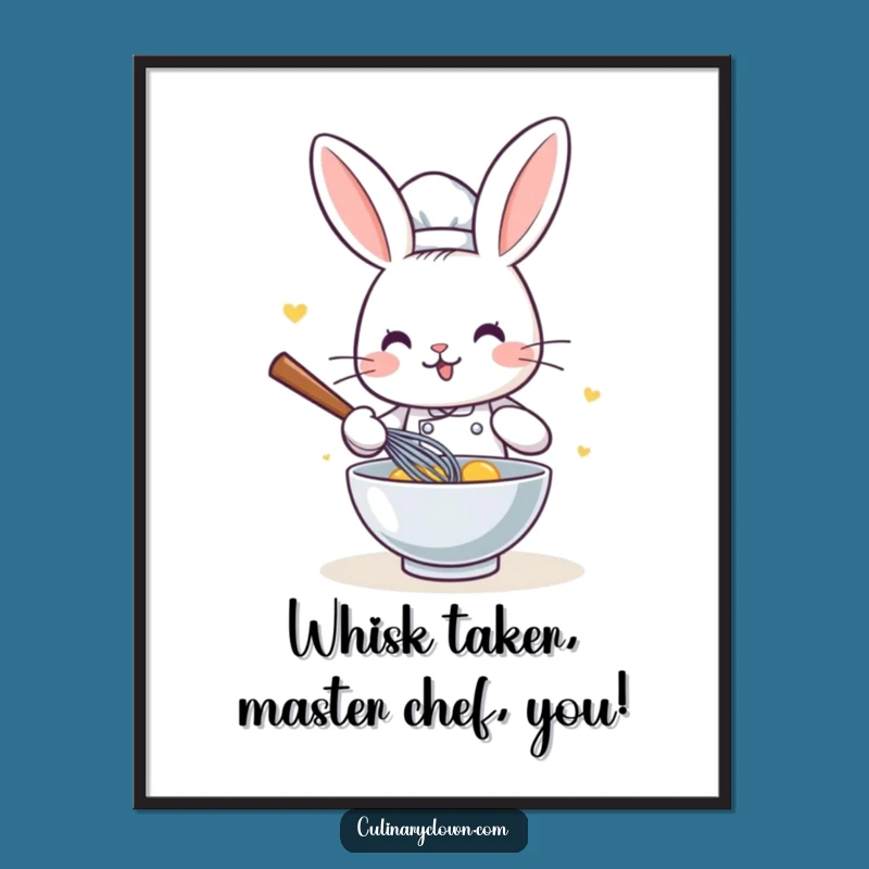 Free Printable Kawaii Rabbit Chef Wall Art - Funny Downloadable Decor for Kitchens